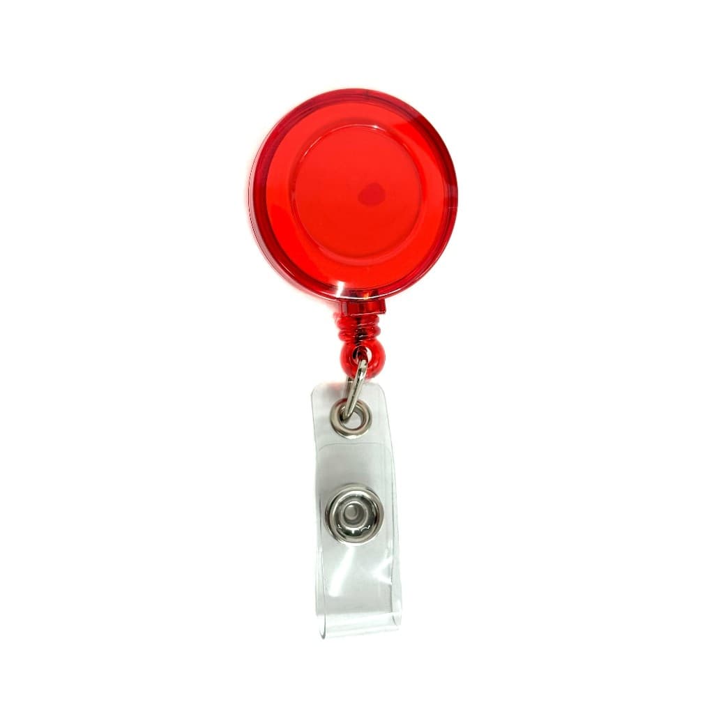 Roller Clips Porta Crachá Cordão Retrátil ioiô - Vermelho translúcido