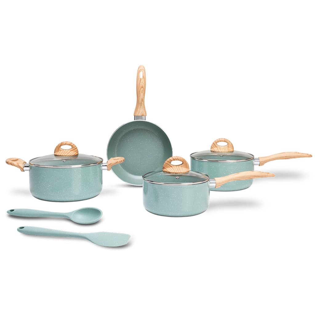 Jogo de Panelas Brinox Antiaderente Ceramic Life 6 Peças Botanika com Indução Verde