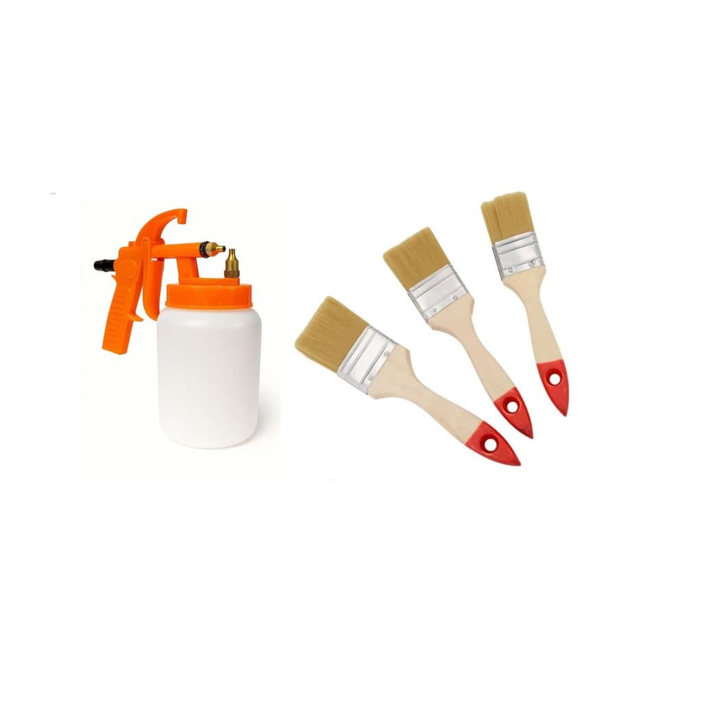 Kit Completo para Pintura: 3 Pincéis Profissionais + Pistola de Pintura – Ferramentas Essenciais para Acabamento