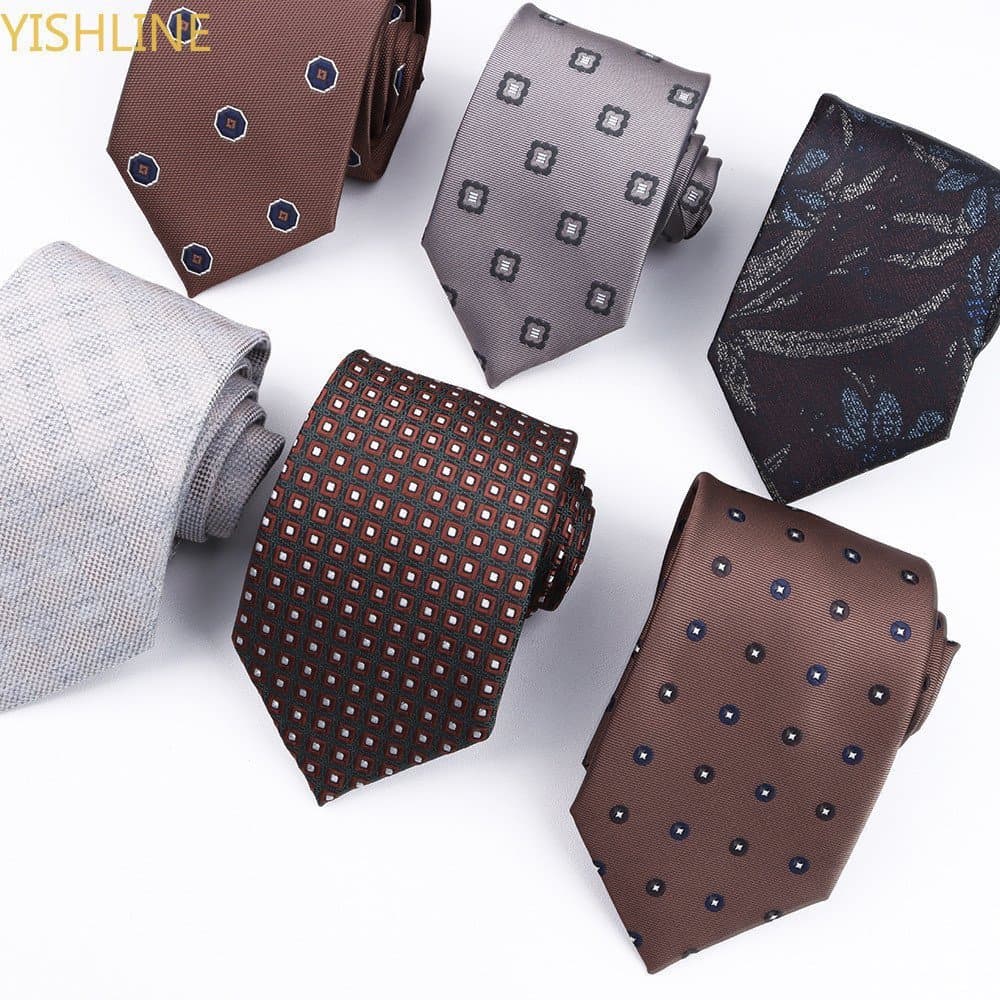 Gravata Marrom Masculina 8cm Listrada com Bolinhas Gravata Formal de Negócios Festa de Casamento Gravata Borboleta