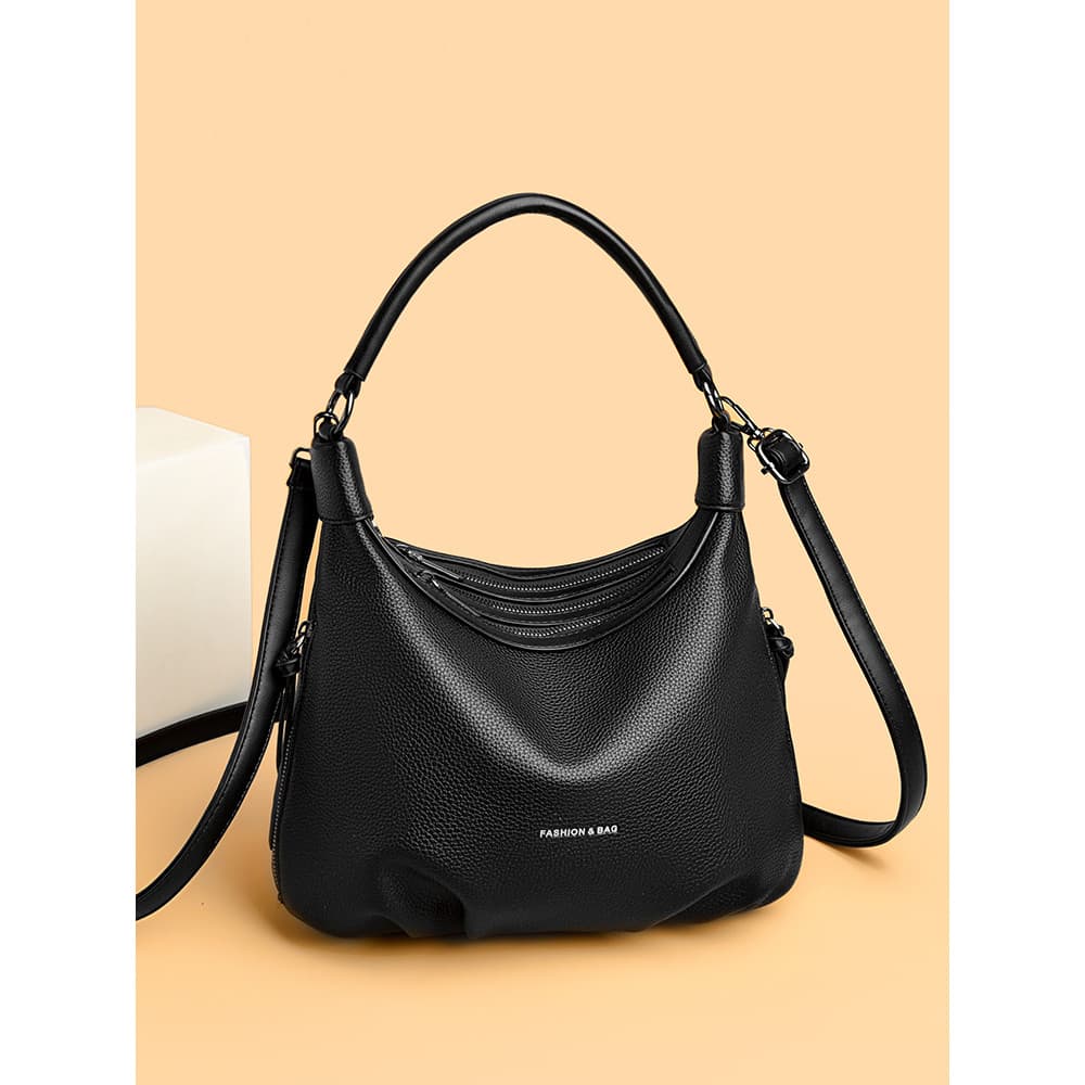 Marca de couro genuíno bolsa feminina moda bolsa de couro macio High-End mãe de meia-idade bolsa de ombro grande-Cap