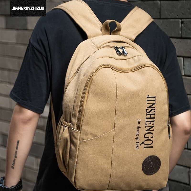 Nova Retro lona mochila masculina escola primária júnior escola secundária estudantes universitários mochila masculino c