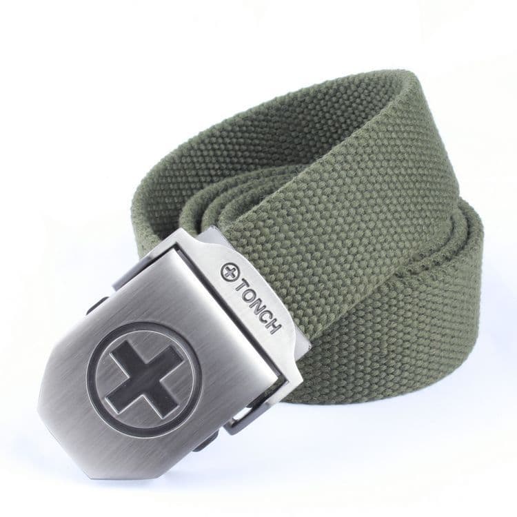 Grande redondo dez liga fivela moda cinto de lona na moda masculina versão coreana ao ar livre montanhismo lazer cinto t