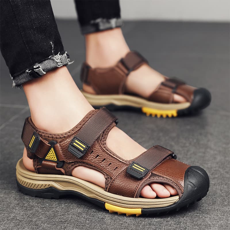 Verão na moda ao ar livre sapatos de praia verão tamanho grande couro genuíno esportes sandálias casuais masculino camad