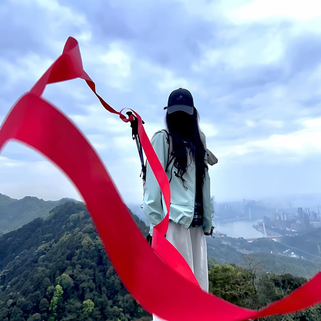 Pólo de Trekking fita vermelha decoração 4cm Streamer caminhadas ao ar livre montanha escalada foto adereços meninas via