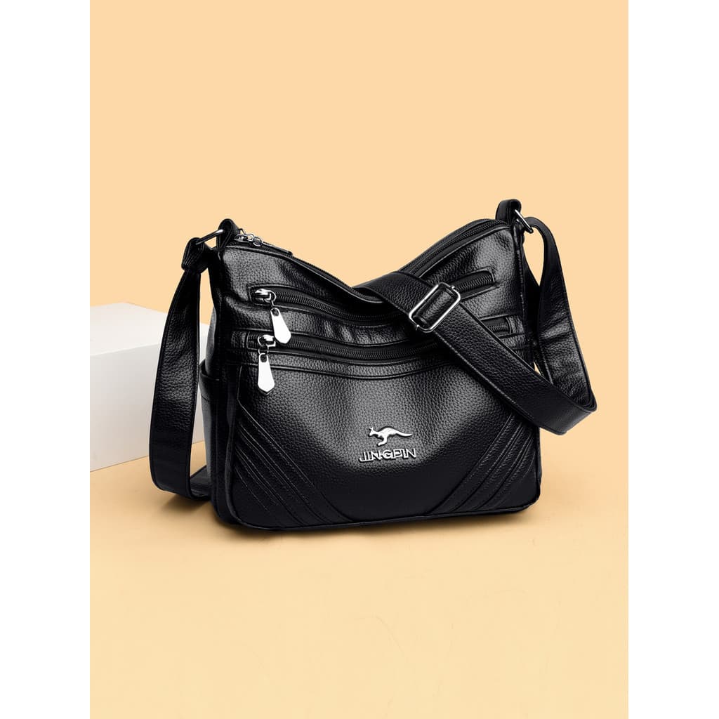 Boa qualidade couro macio elegante All-Match couro macio meia-idade bolsa mãe idosa ombro de grande capacidade