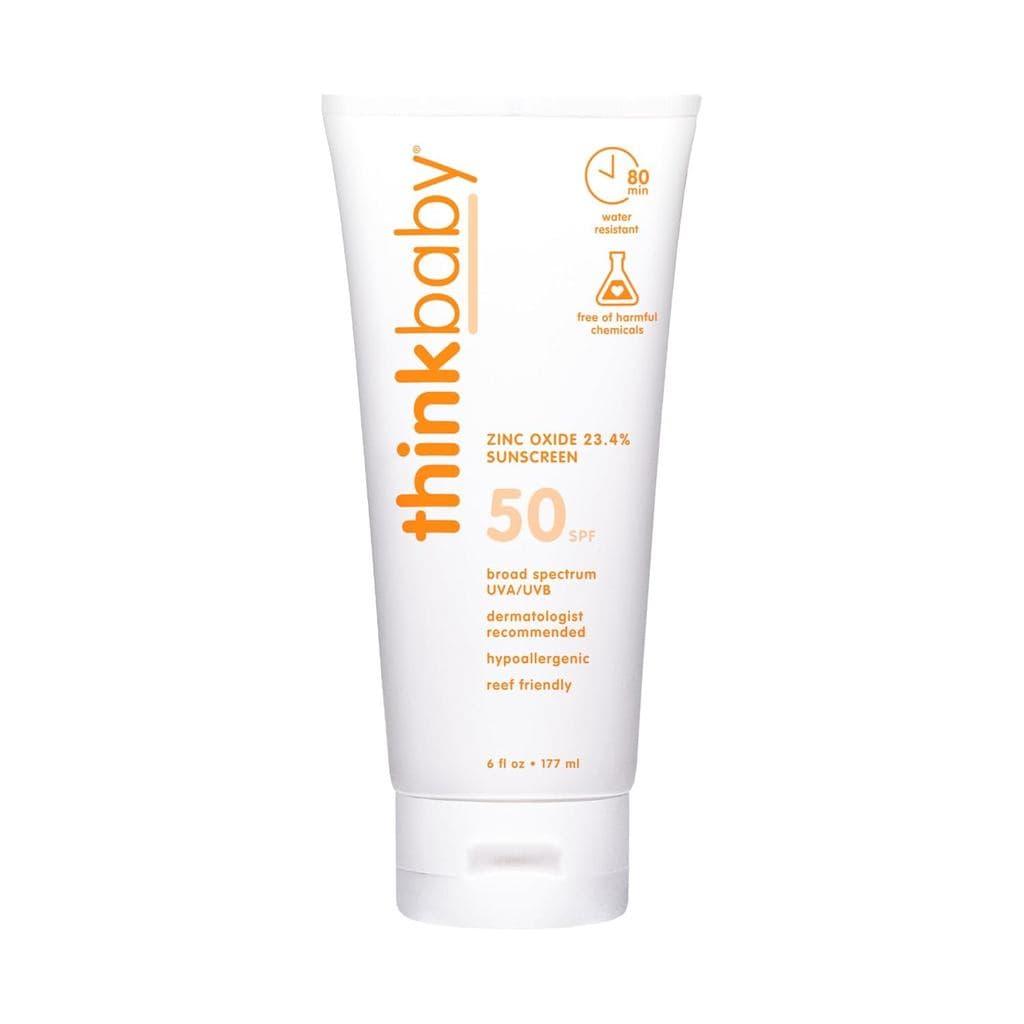 Protetor Solar para Bebês Thinkbaby SPF 50+, 6 Oz. – Protetor Solar Mineral Seguro para Bebês - Resistente à Água, Prote
