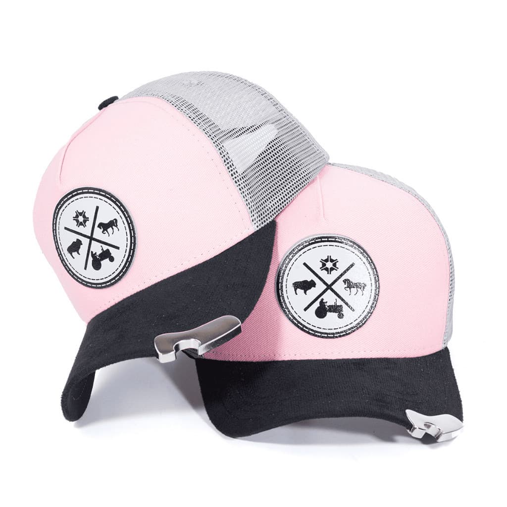 Boné Trucker Country Rosa Aba Curva Com Abridor De Garrafas Unissex Ajustável