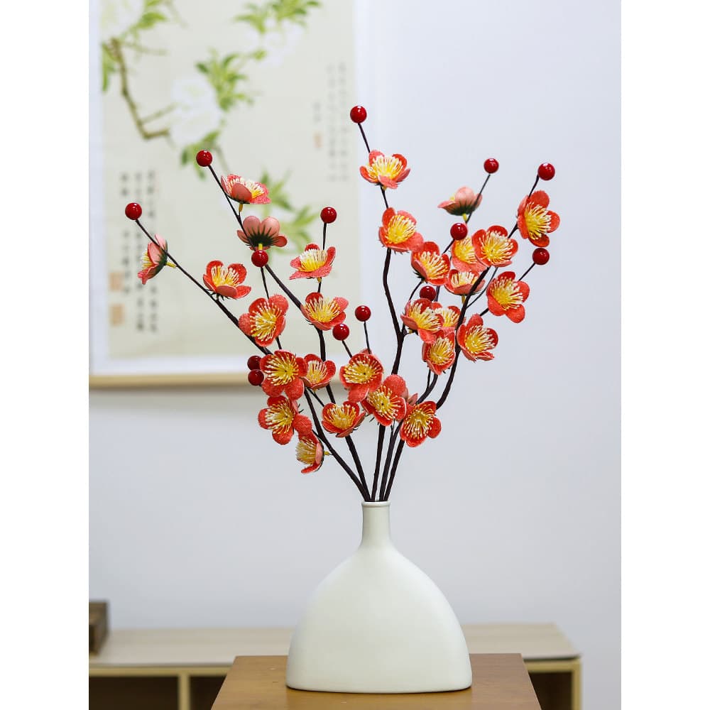 Ramo de ameixa seca flor artificial decoração de flores artificiais sala de estar entrada cera ameixa buquê de flor