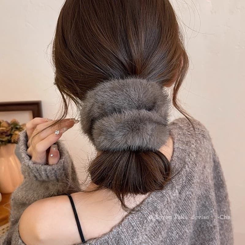 Kit Elástico Cabelo Pelúcia Macio - Scrunchies Falso Mink 13 Cores