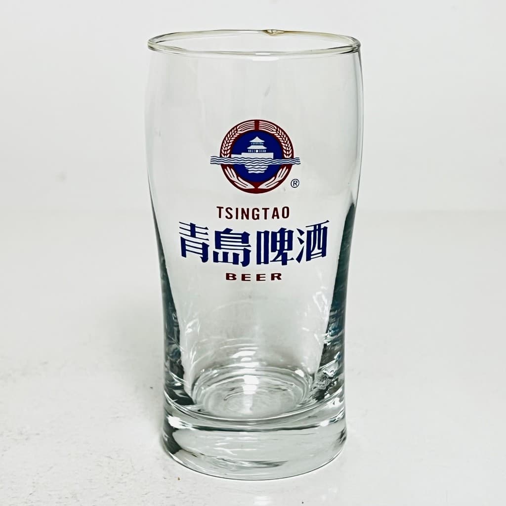Orelha cedo Qingdao cerveja vidro azul fonte Taiwan versão texto vidro objeto antigo vidro de água bebida copo de vinho