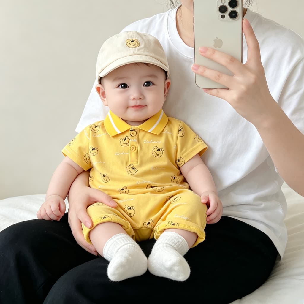 Camisa Polo infantil macacão verão fino manga curta 0-1 anos de idade menino bebê verão passeio Super bonito macacão 2