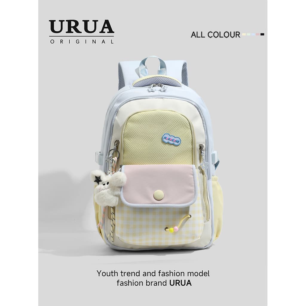 URUA Dopamina Schoolbag Junior High School Girls Mochila de alto valor Alunos da escola primária Mochila de grande capac