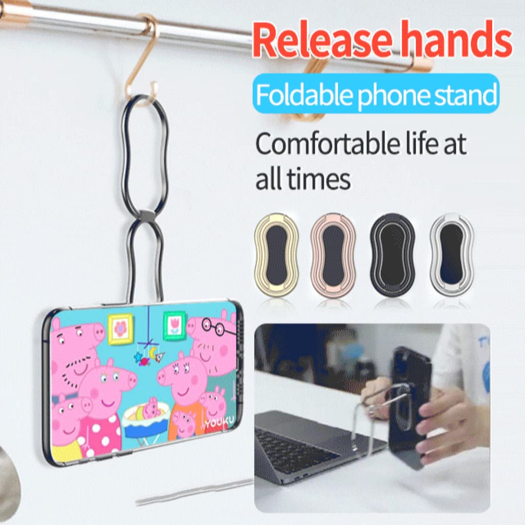 【Dobrável e Compacto】Adhesive and Rotating Ring Stand for Easy Phone Mounting/Suporte para Celular/Metal/Portátil