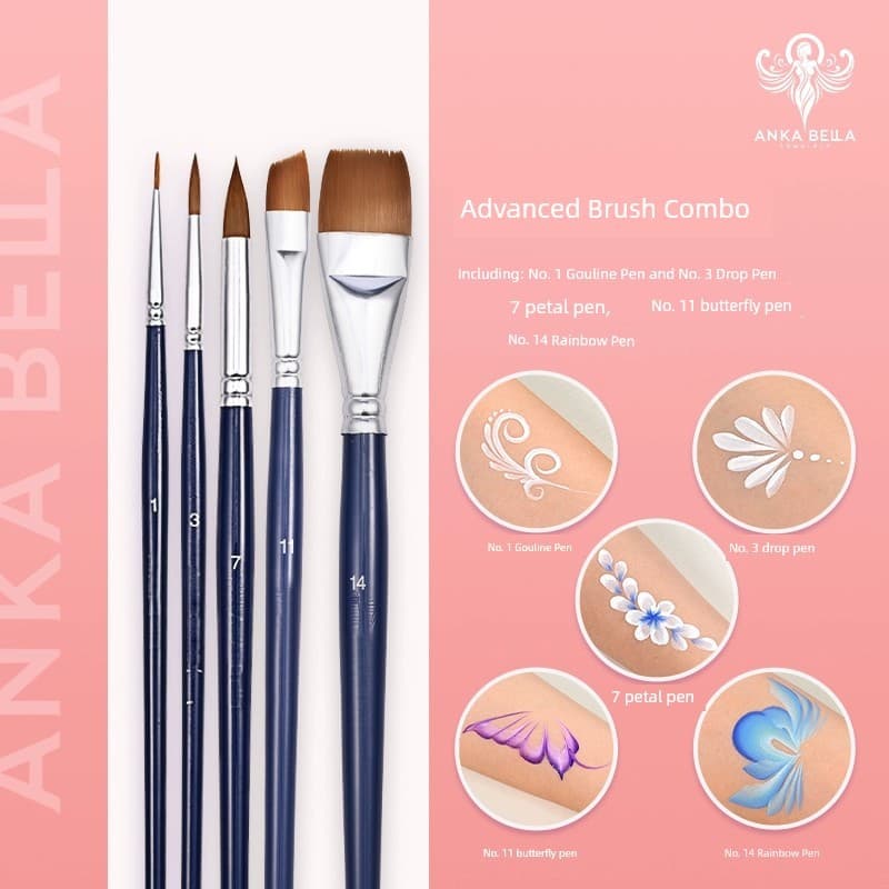 Ankabella Pincel de pintura Facial Aquarela Gancho Linha Caneta de pintura Facial Nylon Pincel plano Conjunto de pincéis