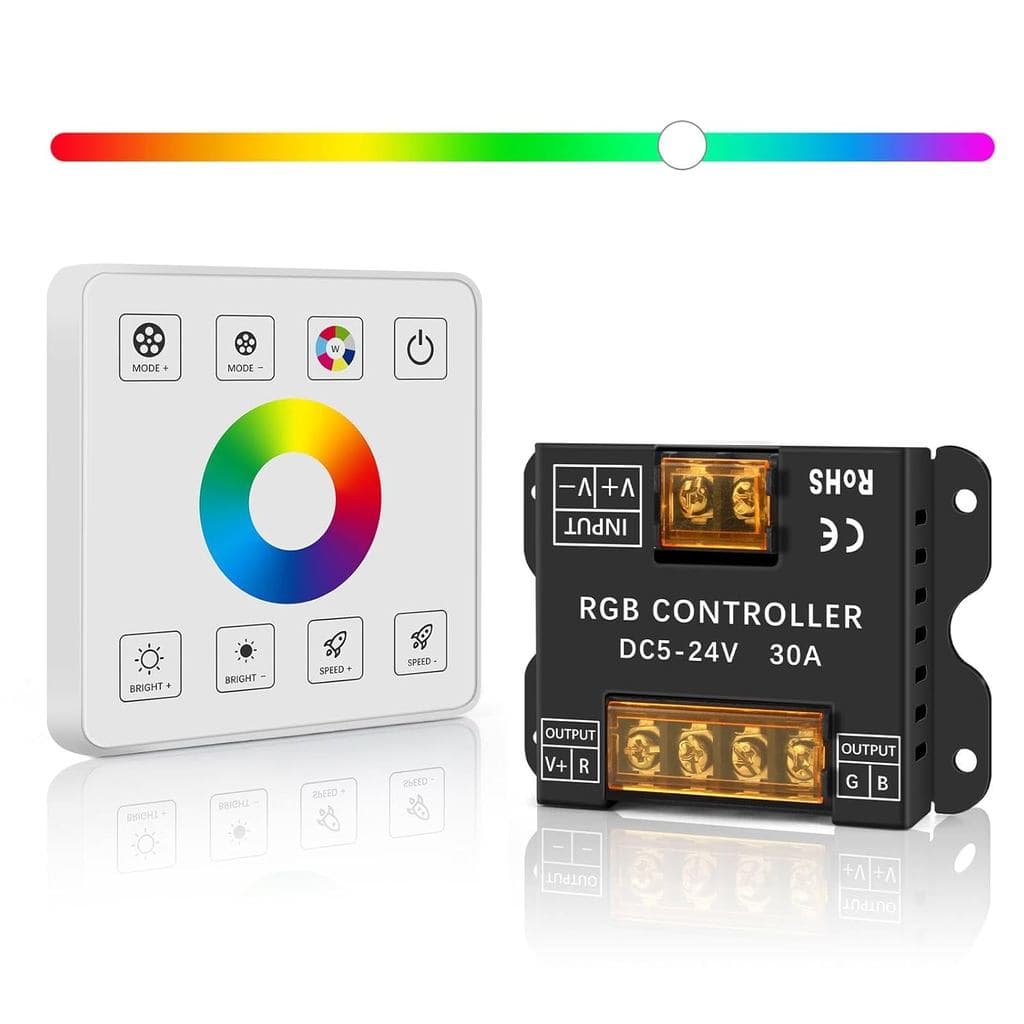 Controle Remoto Sem Fio RF, Controlador LED RGB, Controlador de Parede LED Regulável para Fitas de Luz DC5V/12V/24V 30A