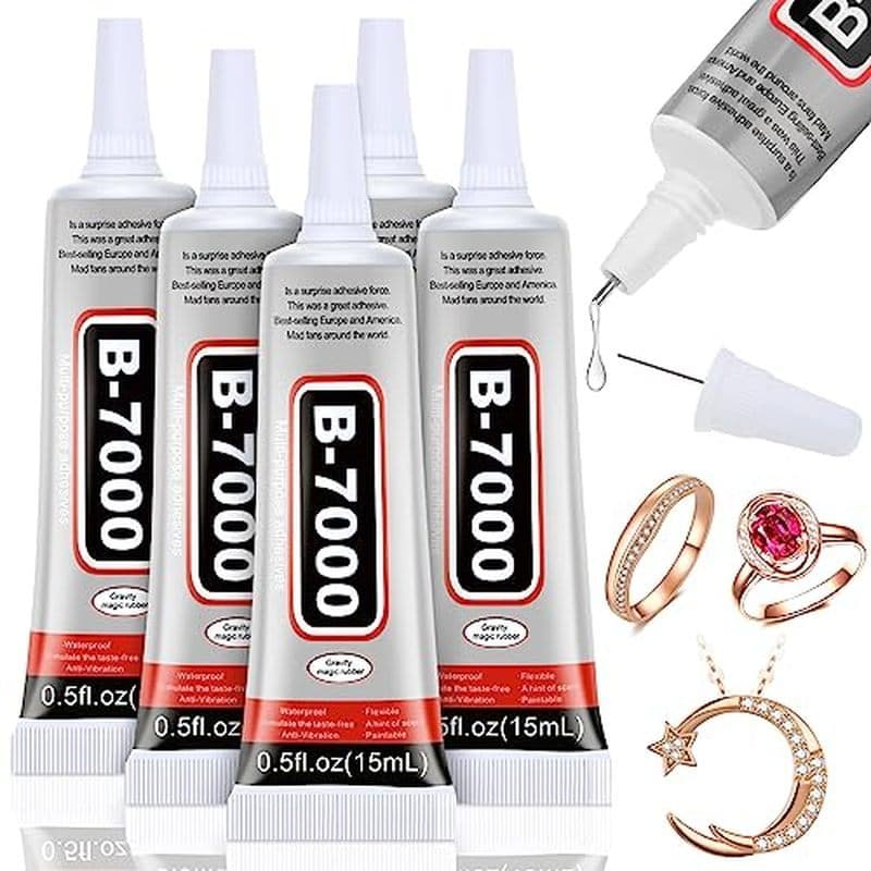 Cola transparente para joias B-7000, 4 peças de adesivo de strass 25ml, com ponta de precisão, adequada para artesanato