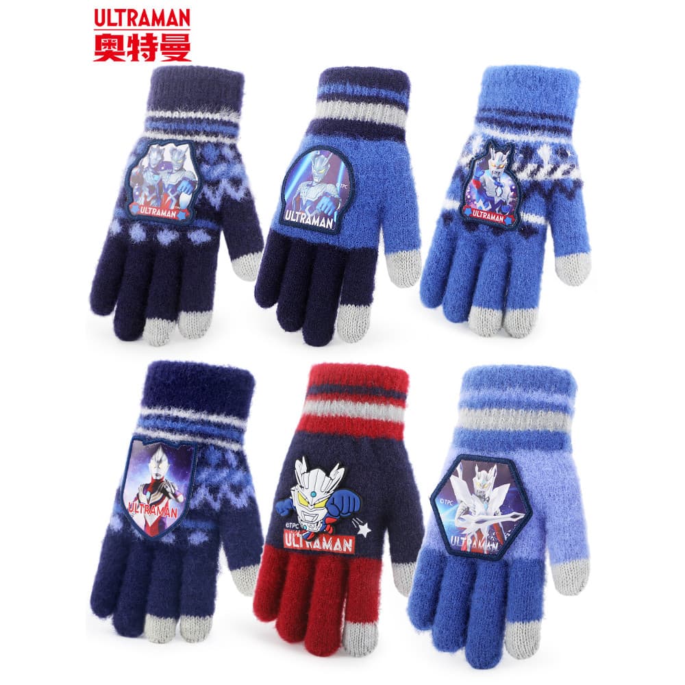 Ultraman crianças luvas inverno quente Cyro meninos luvas inverno crianças cinco dedos meninos bebê outono inverno