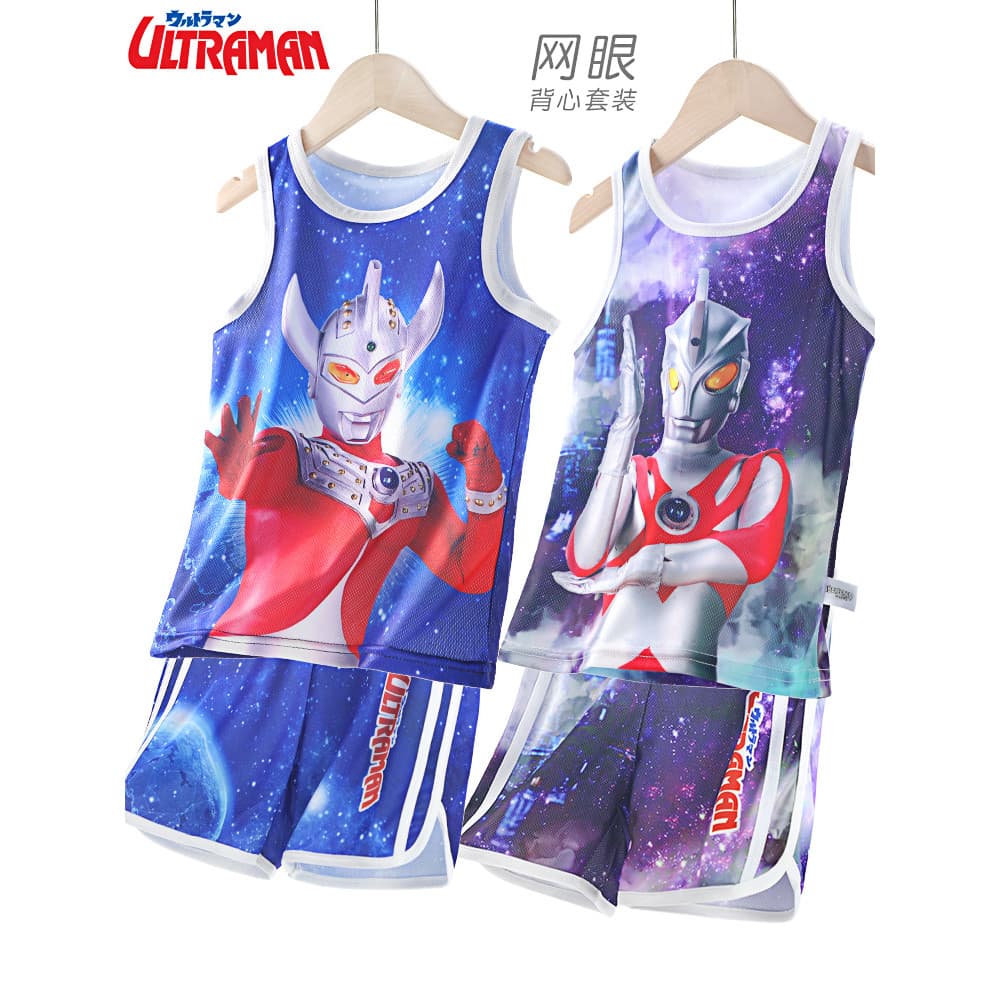 Ultraman roupas infantis colete de malha terno verão meninos Shorts de manga curta crianças bebê meninos bebê na moda