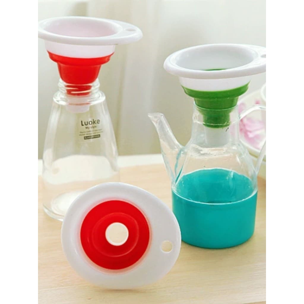 Dobrável Mini funil telescópico doméstico Silicone dreno de óleo cozinha pequeno funil de óleo líquido dreno de pote de