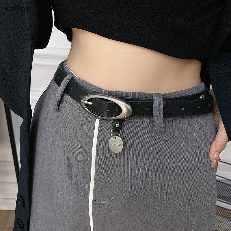 [VLY] Y2K Cinto Feminino De Couro PU Retrô Estrela Lua Decoração Alfinete Fivela Cintura Para Vestido Jeans Acessórios D