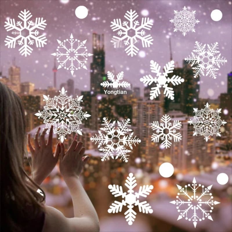 36 Pçs / Conjunto Adesivos Flocos De Neve Branco Para Janela De Natal / Decoração De Casa (Aurora)