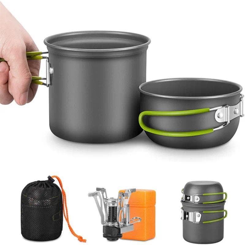 Utensílios De Cozinha Ao Ar Livre Panelas De Acampamento Antiaderente Tigela Pote Com Mini Vasilha Fogão Queimador Para