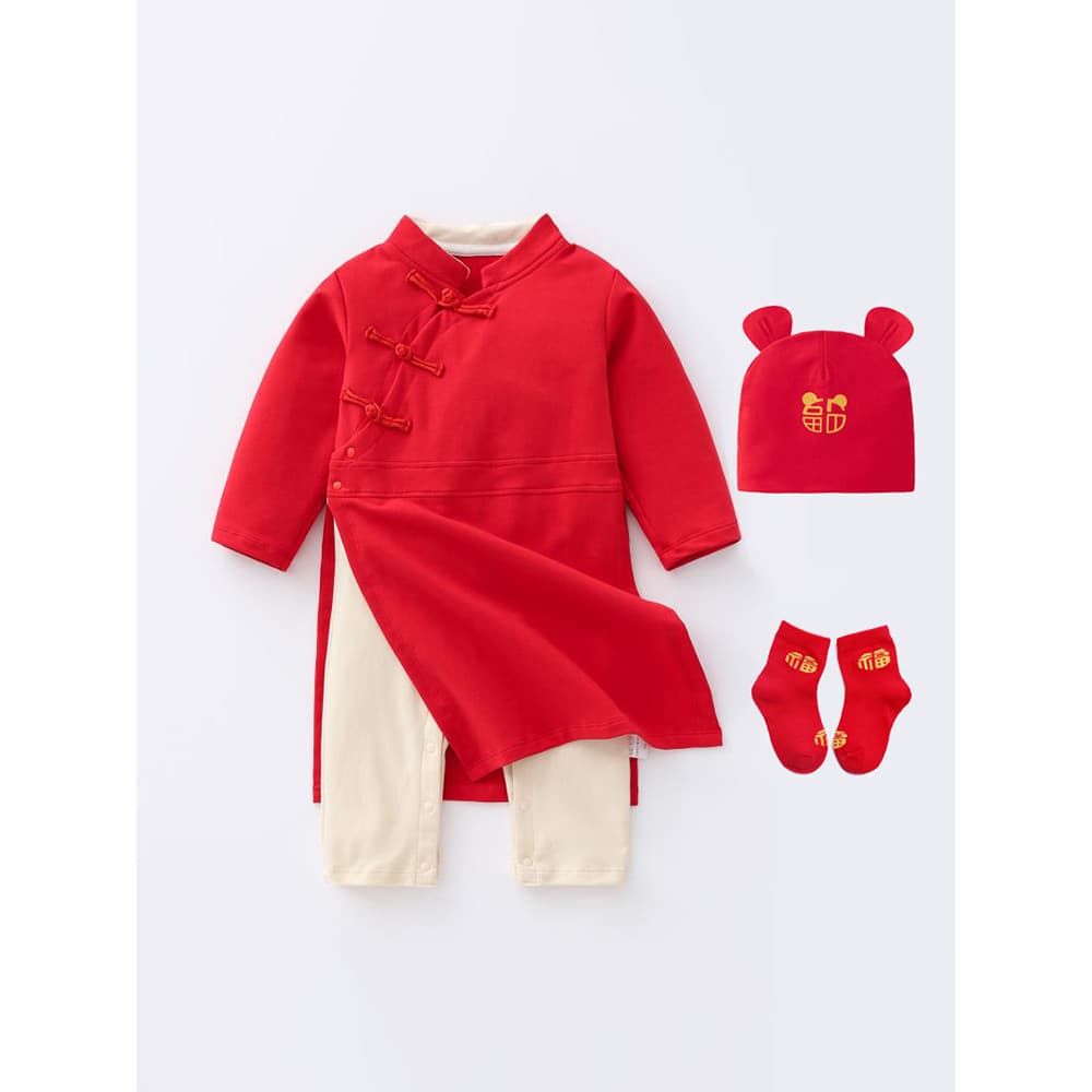 Bebê bebê vestido de um ano de idade Robe casaco longo outono inverno Tang terno menina Hanfu menino bebê estilo chinês
