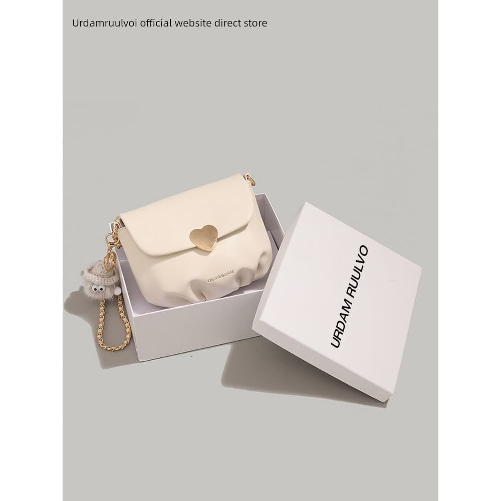 bolsa feminina Bolsa UR Corrente Plissada Luz Luxo Bolsa Diagonal de Um Ombro Pequena Bola Dourada