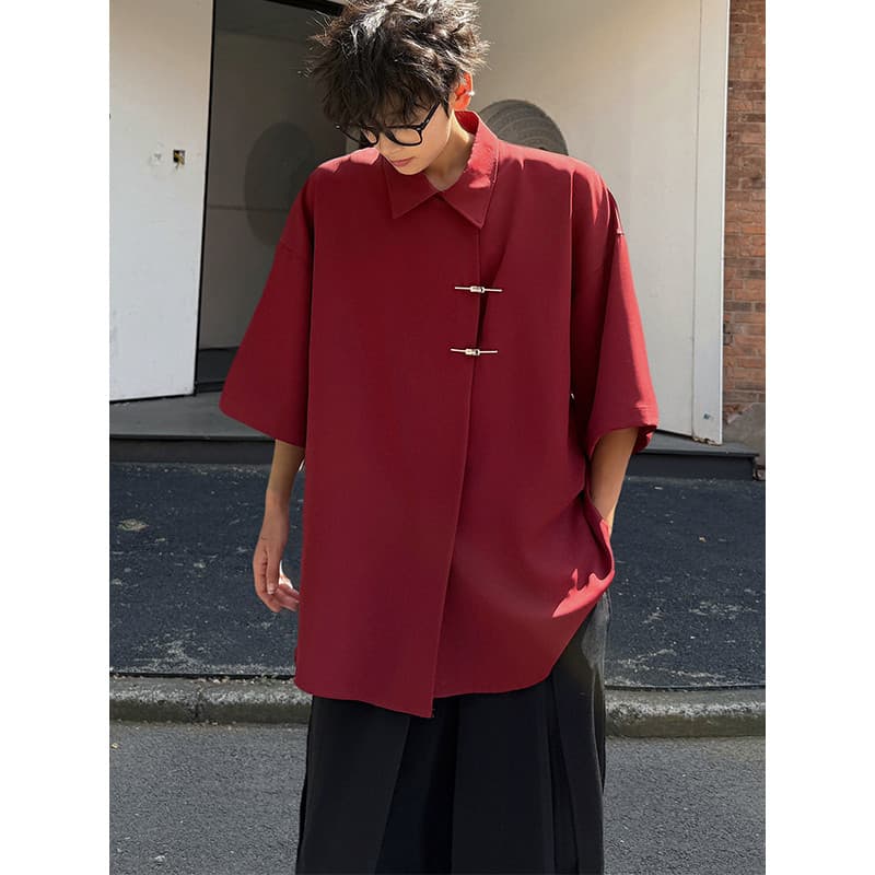 Novo estilo chinês estilo nacional camisa de manga curta de seda gelo masculina verão estilo fino sensação legal camisa