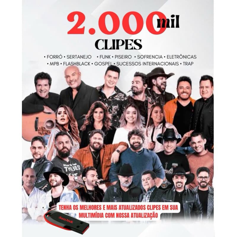 Pen Drive Automotivo 32GB TOP 2026 | 2.000 Clipes MP4 | 32GB | As Mais Tocadas | Som Automotivo