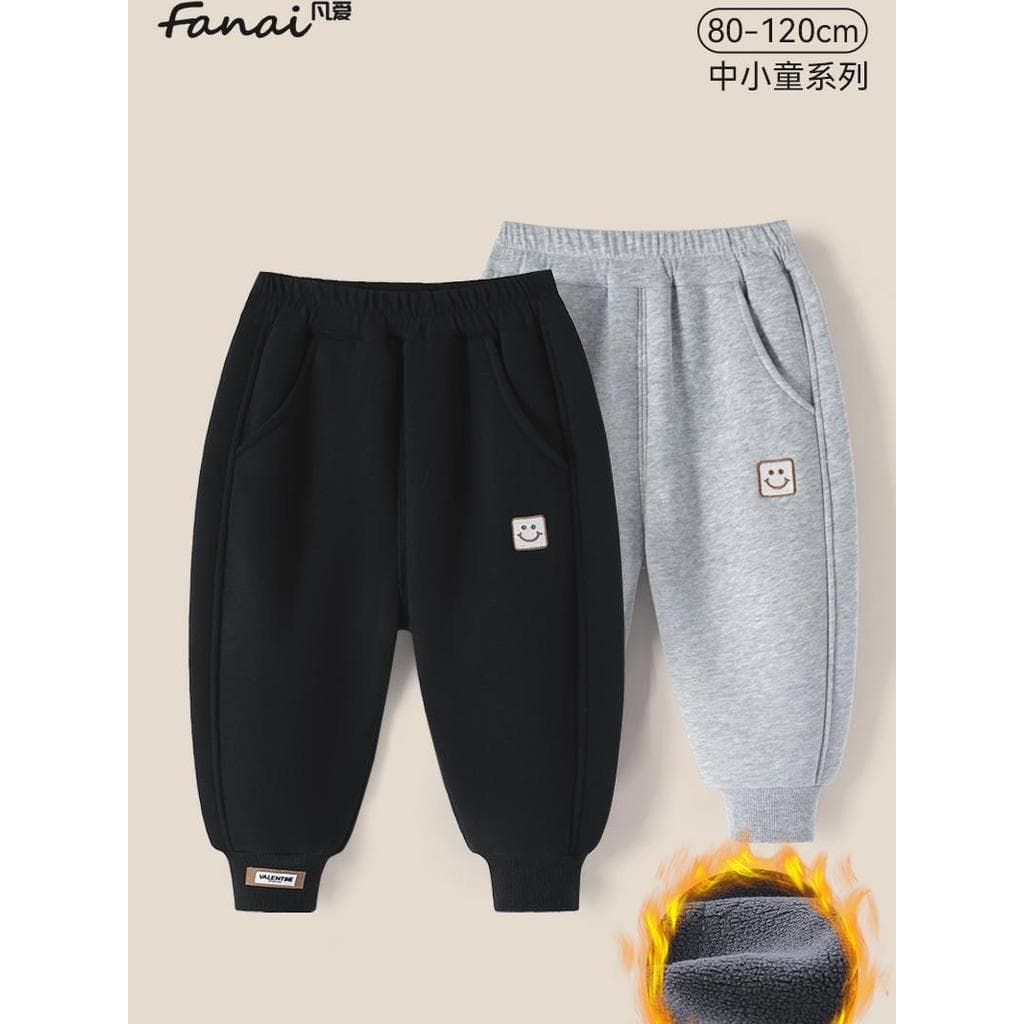 Crianças estilo coreano outono inverno novo estilo 2025 na moda meninos meninas forro de lã calças de malha moda bebê mo