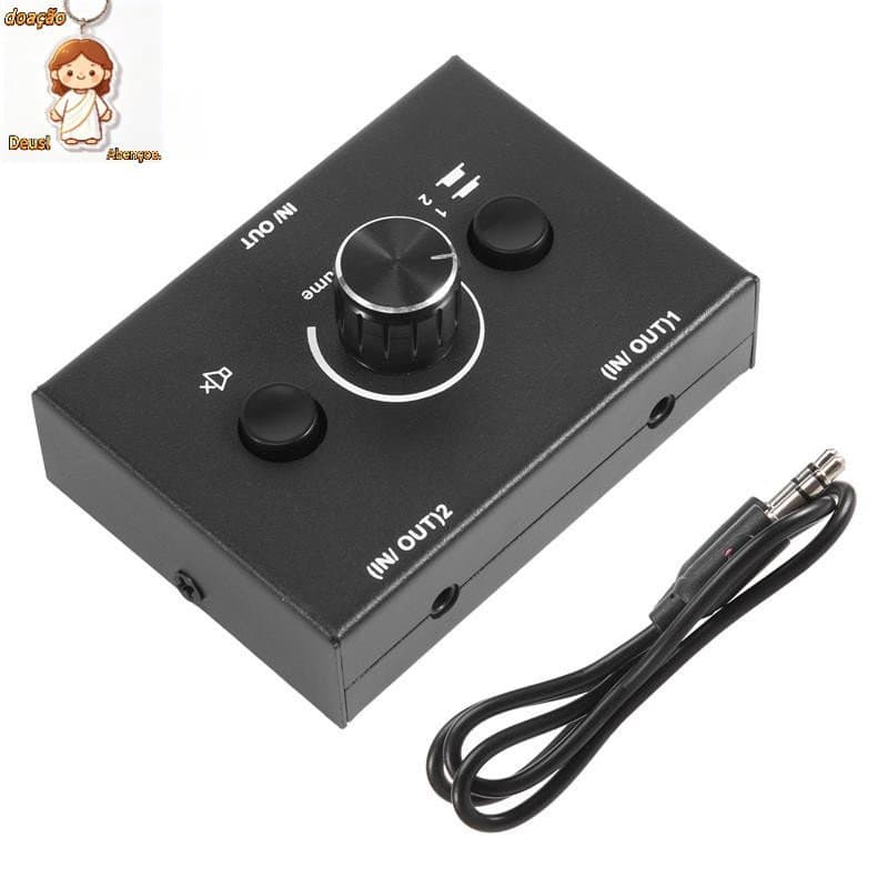 Comutador De Áudio De 3.5 Mm , 2 Entradas , 1 Saída/1 Entrada Saídas , Switcher Divisor , Caixa De Botão Mudo De Uma Tec