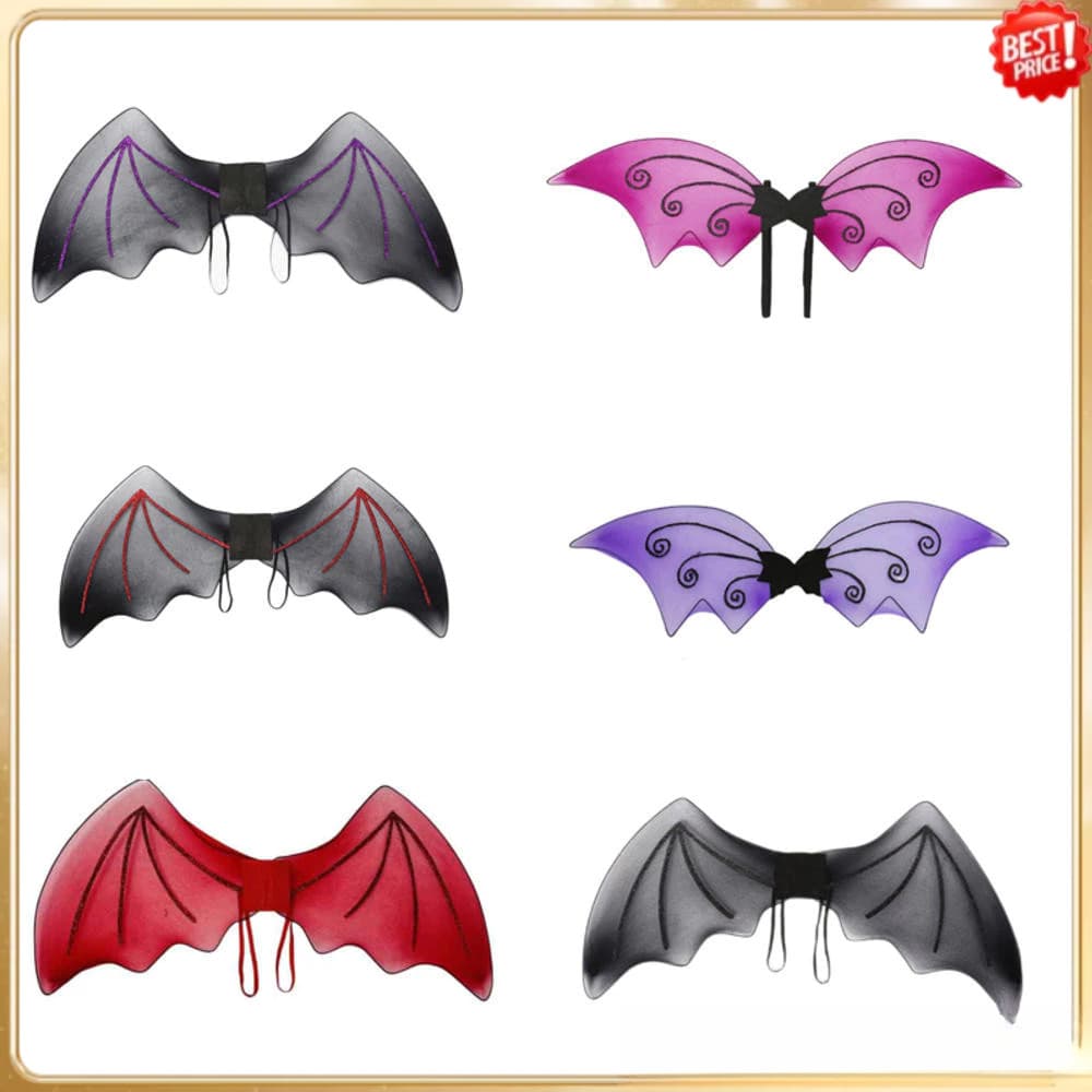 Fantasias de Cosplay para Festa de Halloween, Decorações de Feriado, Asas de Diabo, Malha de Morcego Preta, Feminino