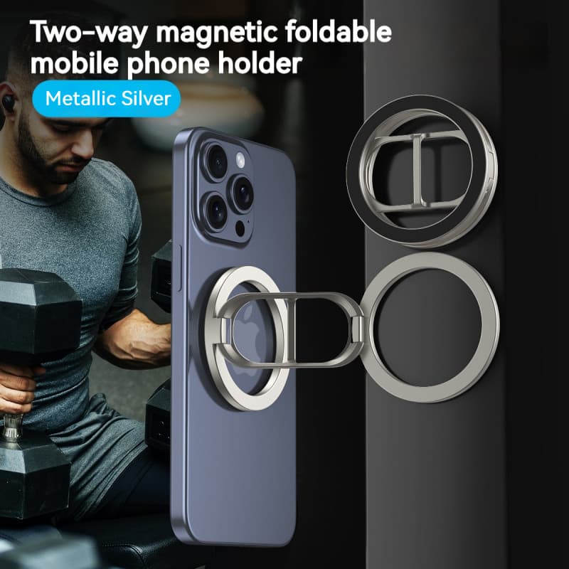 Suporte magnético dobrável de dupla face para celular, Magsafe, academia, esteira, tipo universal, smartphone ZHWX