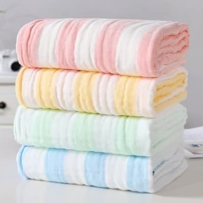 High-End algodão puro algodão cor tira 6 camadas de alta densidade gaze classe A toalha de banho do bebê banho crianças