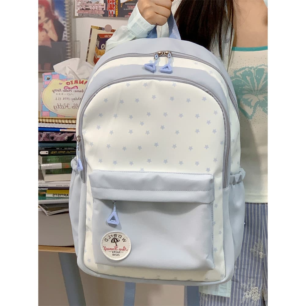 Contraste cor grande capacidade All-Match mochila de alta aparência Campus estudante mochila feminina viagem pequeno fre