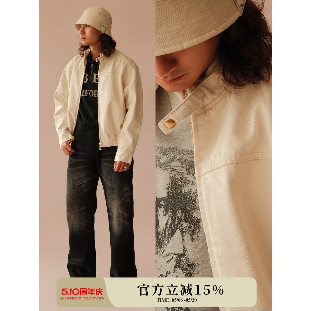 VTG Série 14.7 OZ Casca de Semente de Algodão Embrião Branco Orelha Vermelha Denim Motocicleta Harrington Jaqueta MBBCAR