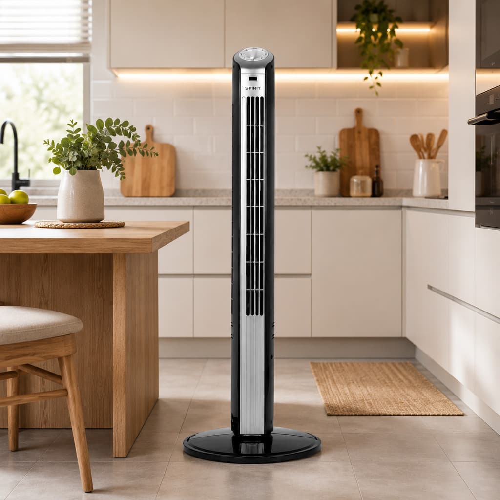 Ventilador Torre Spirit Easy 90 Cm Preto Prata 127v