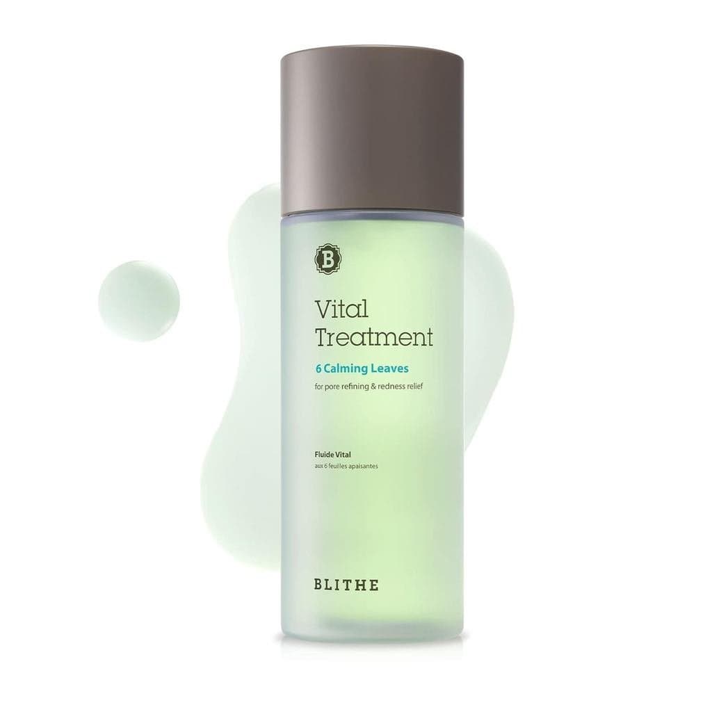 O produto de cuidados com a pele coreano Blithe 6 Leaf Clear Essence é usado para aliviar rosácea e vermelhidão, o hidra