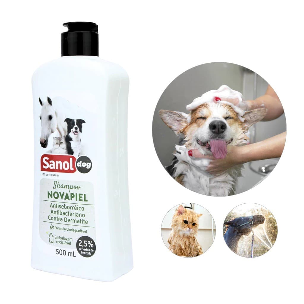 Shampoo Novapiel Cães Gatos Cavalos Sanol 500ml