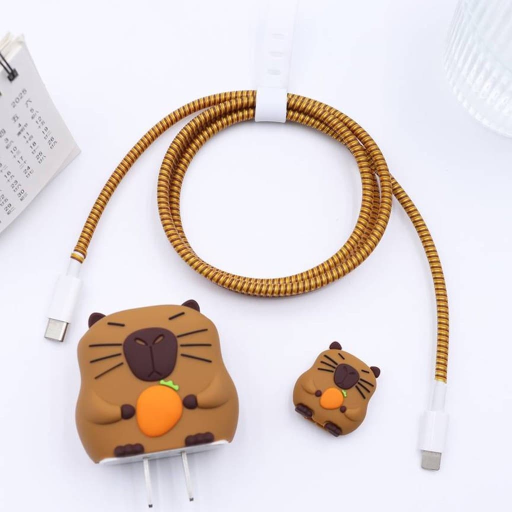 Capa de Silicone para Carregador, Conjunto de 4 Peças para iPhone 18W/20W, Protetor de Cabeça de Carregador com Design d