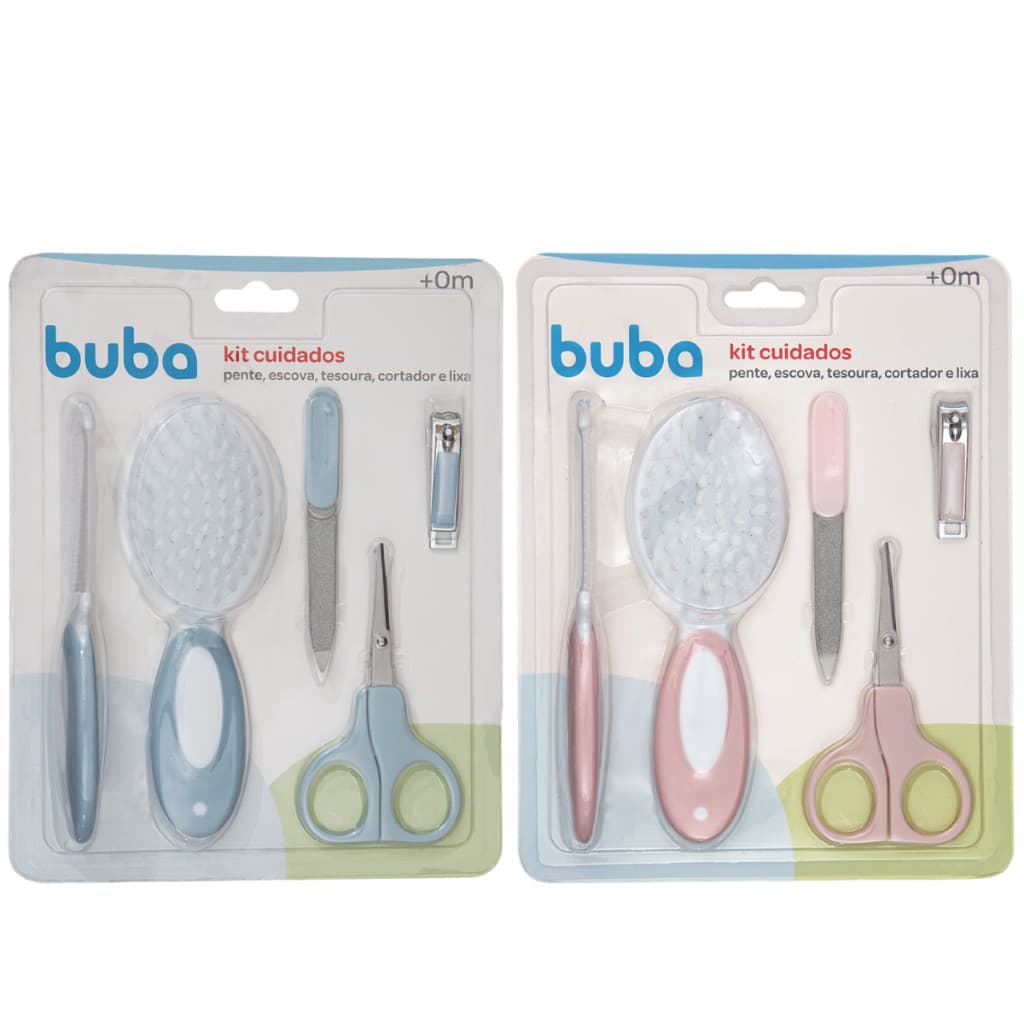 Kit Higiene Cuidados Bebê Buba 5 Peças Pente Escova Cortador Unha Lixa