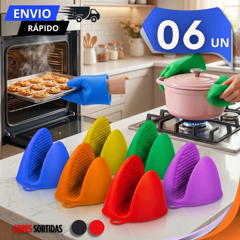 Luva de Silicone Térmica Premium para Cozinha – Antiaderente, Resistente ao Calor e Segura para Forno e Air Fryer