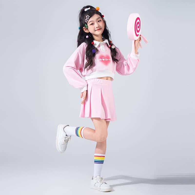 [Estoque pronto, envio rápido] Trajes de dança infantil, macacão para meninas, trajes de dança de rua, jogos de estudant