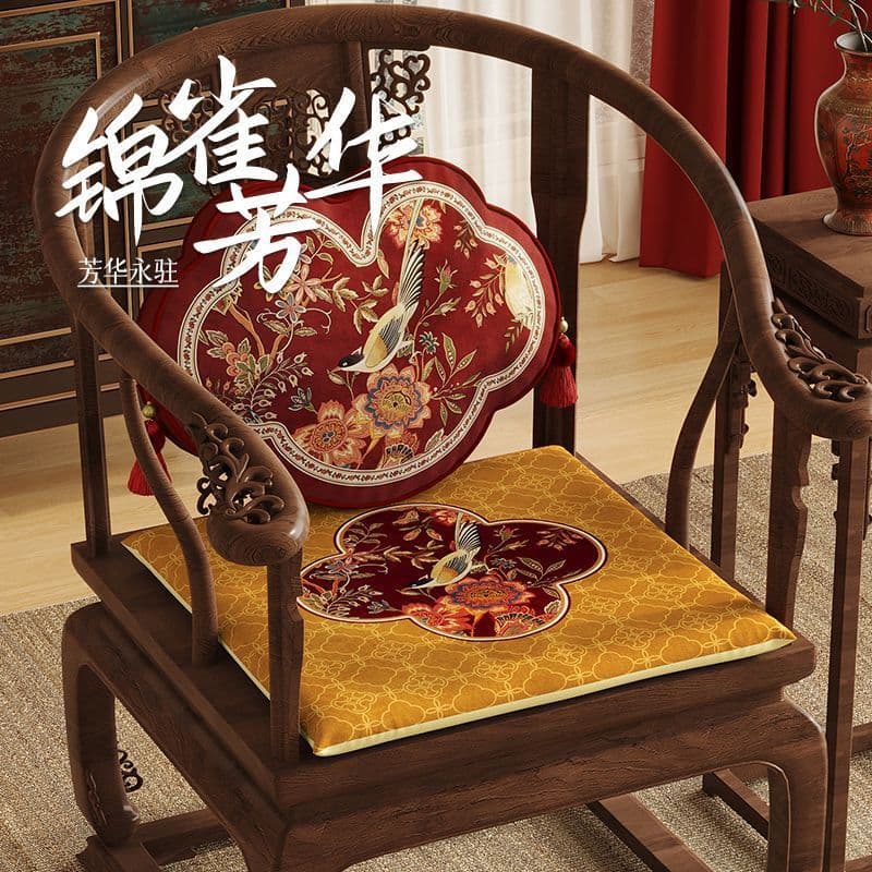 [Jinque Fanghua] Novo estilo chinês almofada para cadeira de chá de casamento cadeira Taishi anel de madeira maciça almo