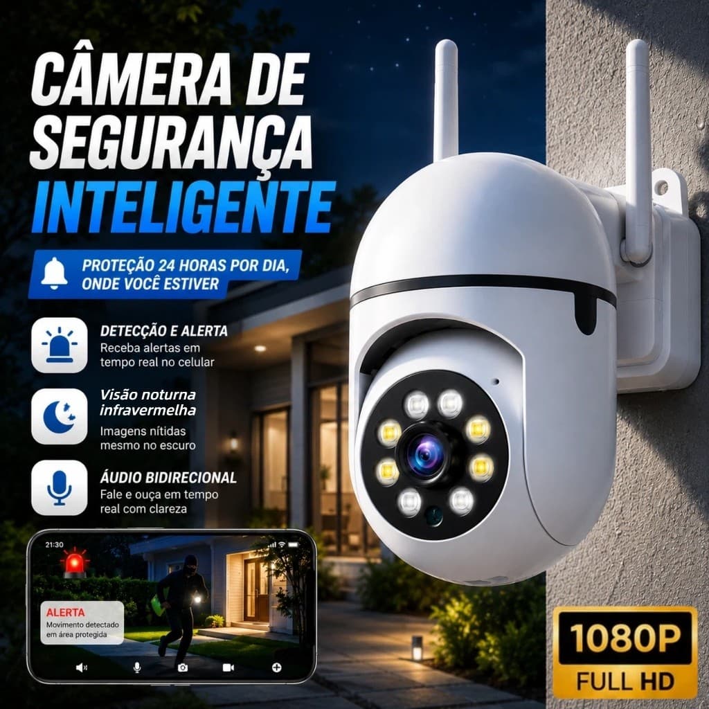 Câmera De Rede Sem Fio 1080P À Prova D'água Com Visão Noturna , Infravermelha , Wi-Fi , Amplamente Utilizada , Segura