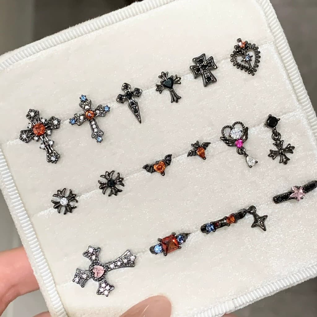 Doce legal preto vermelho série médica titânio aço orelha osso studs parafuso orelha studs dormir livre colheita ferradu