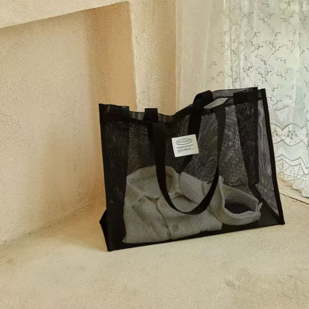 Estilo coreano verão dopamina cor combinando saco de praia contraste gaze bolsa de armazenamento de natação grande capac