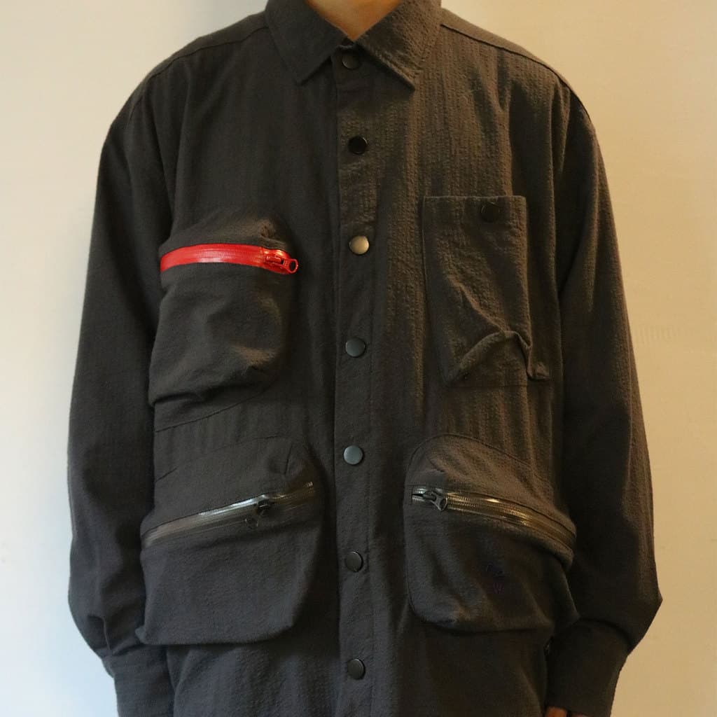 OFFWINTER Camisa com vários bolsos jaqueta masculina feminina contorno elegante Casual à prova d'água à prova de vento